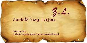 Zorkóczy Lajos névjegykártya